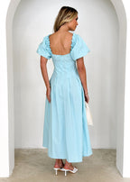 Larttie Off Shoulder Midi Dress - Powder Blue  GEMMACHIC