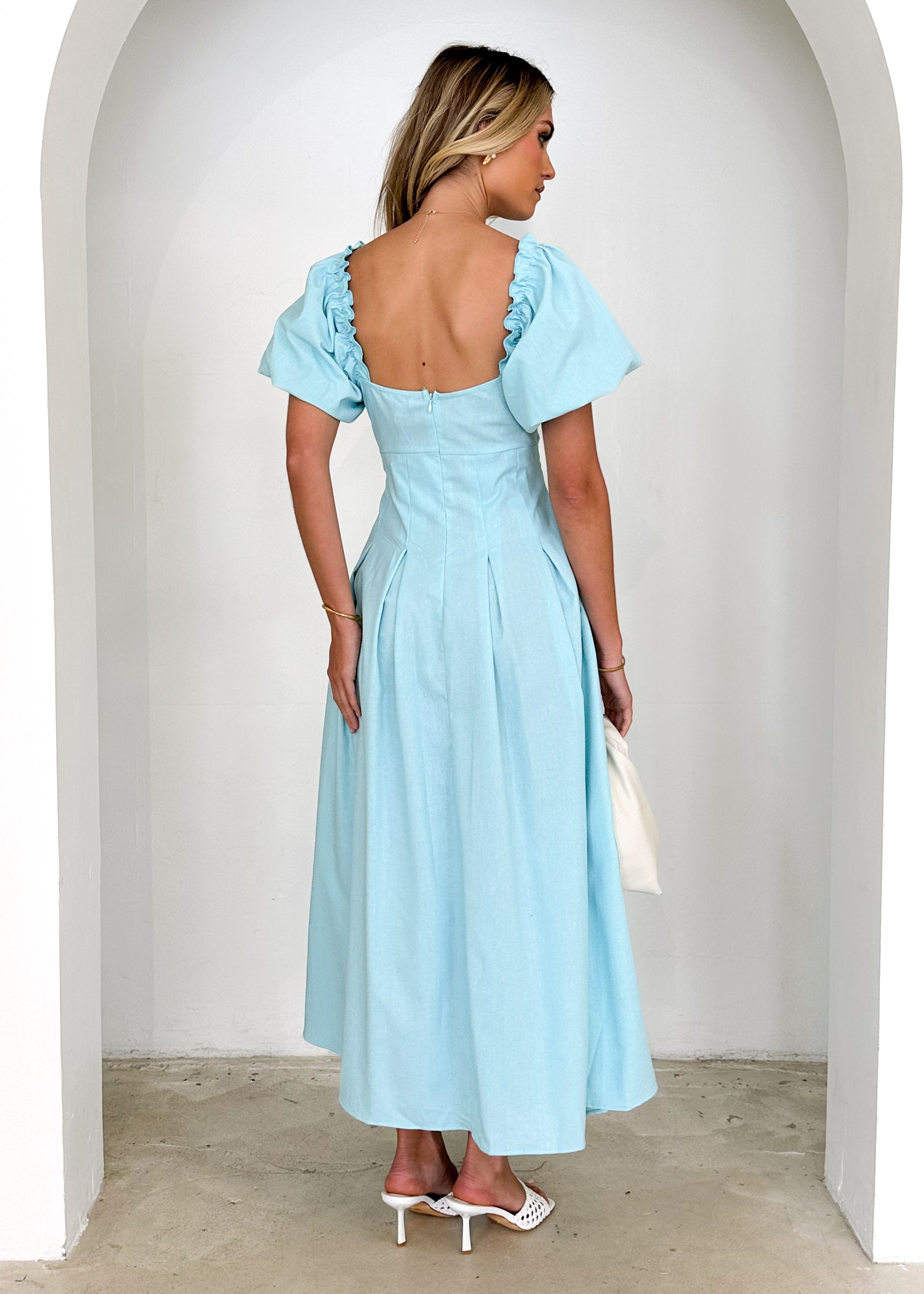 Larttie Off Shoulder Midi Dress - Powder Blue  GEMMACHIC