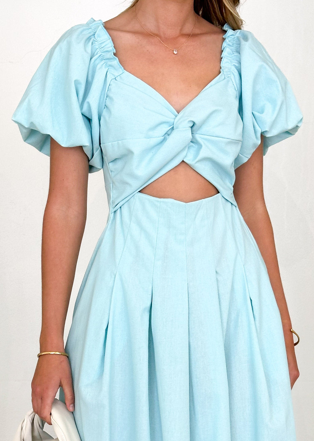 Larttie Off Shoulder Midi Dress - Powder Blue  GEMMACHIC