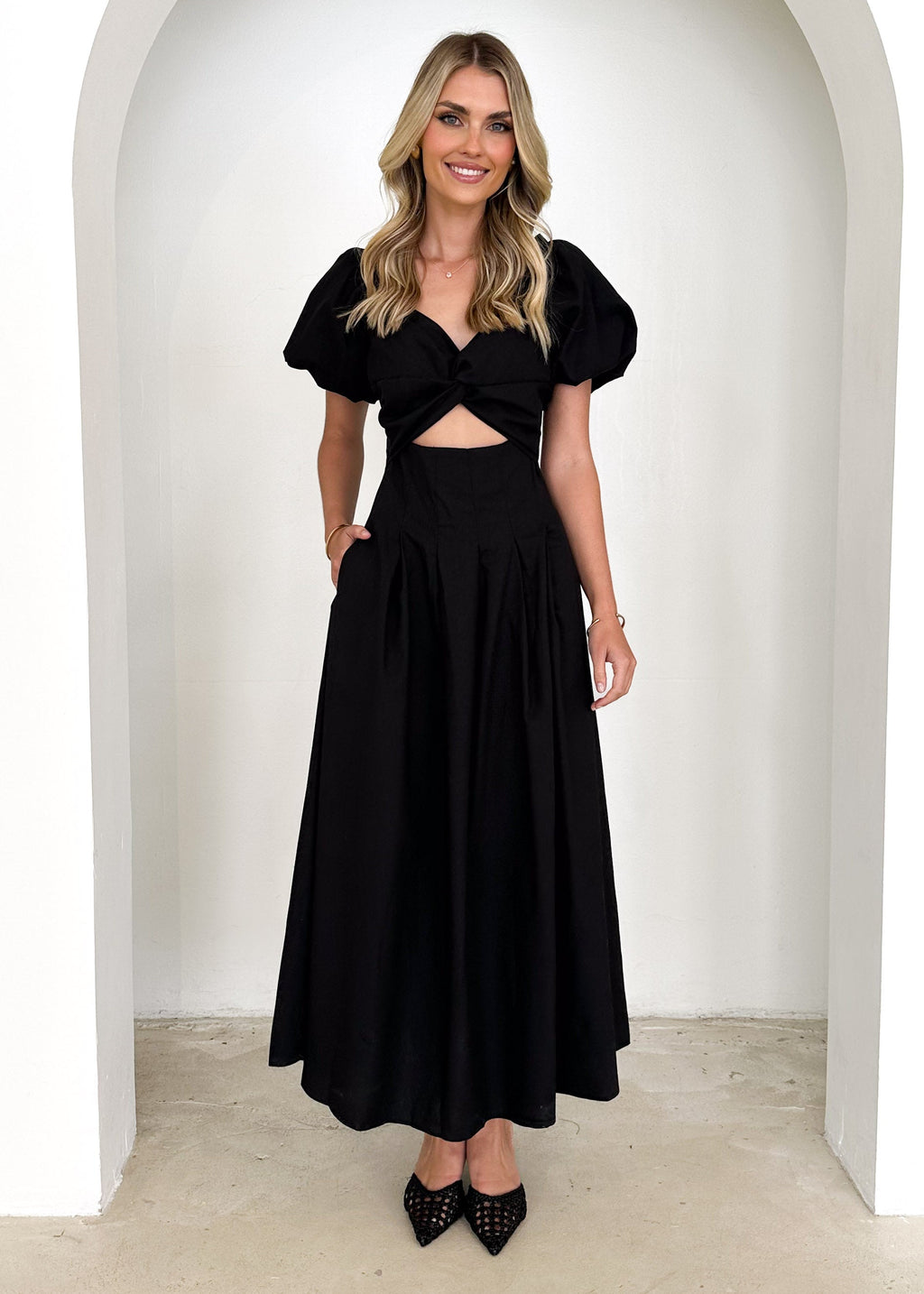 Larttie Off Shoulder Midi Dress - Black  GEMMACHIC