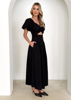 Larttie Off Shoulder Midi Dress - Black  GEMMACHIC