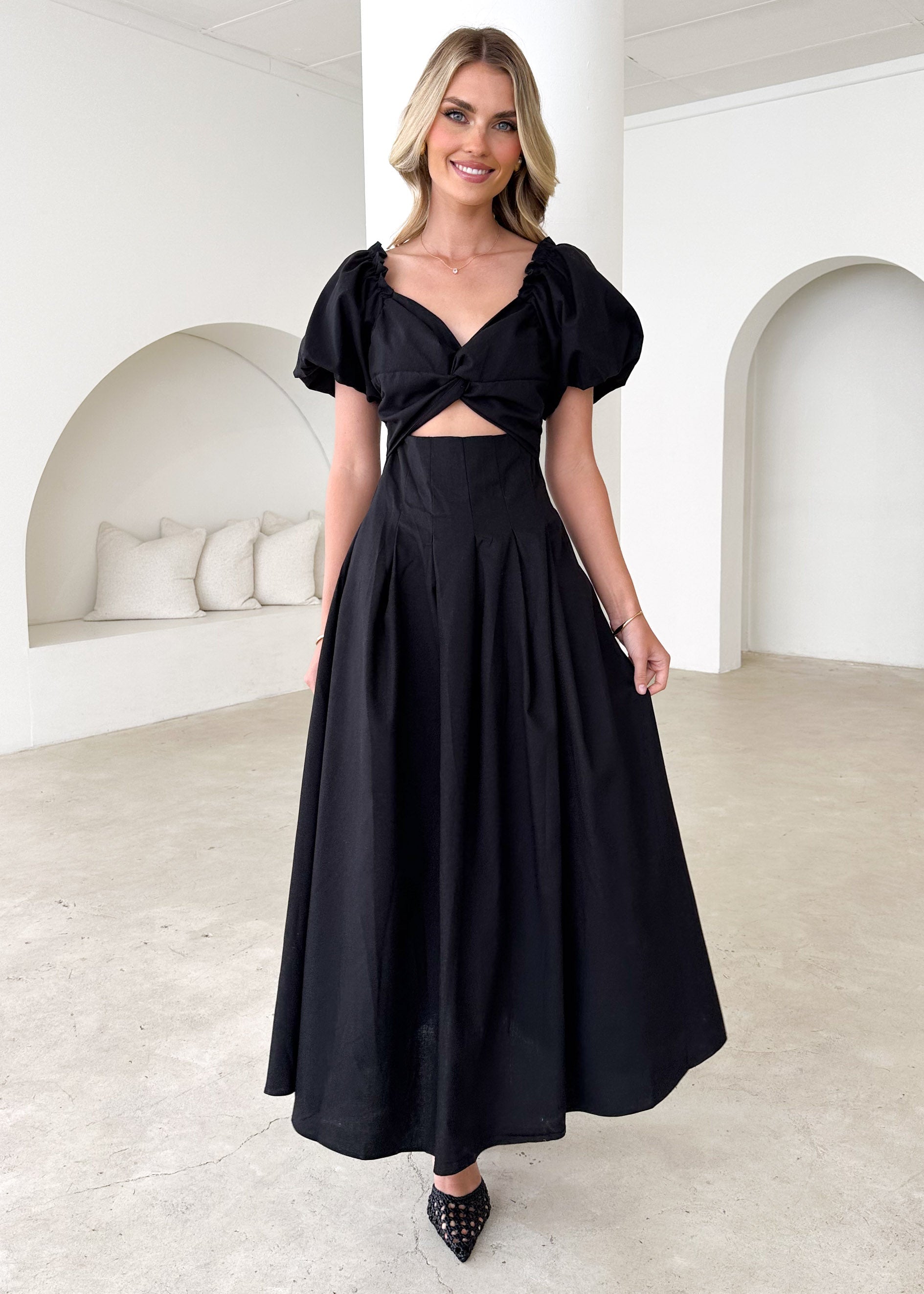 Larttie Off Shoulder Midi Dress - Black  GEMMACHIC