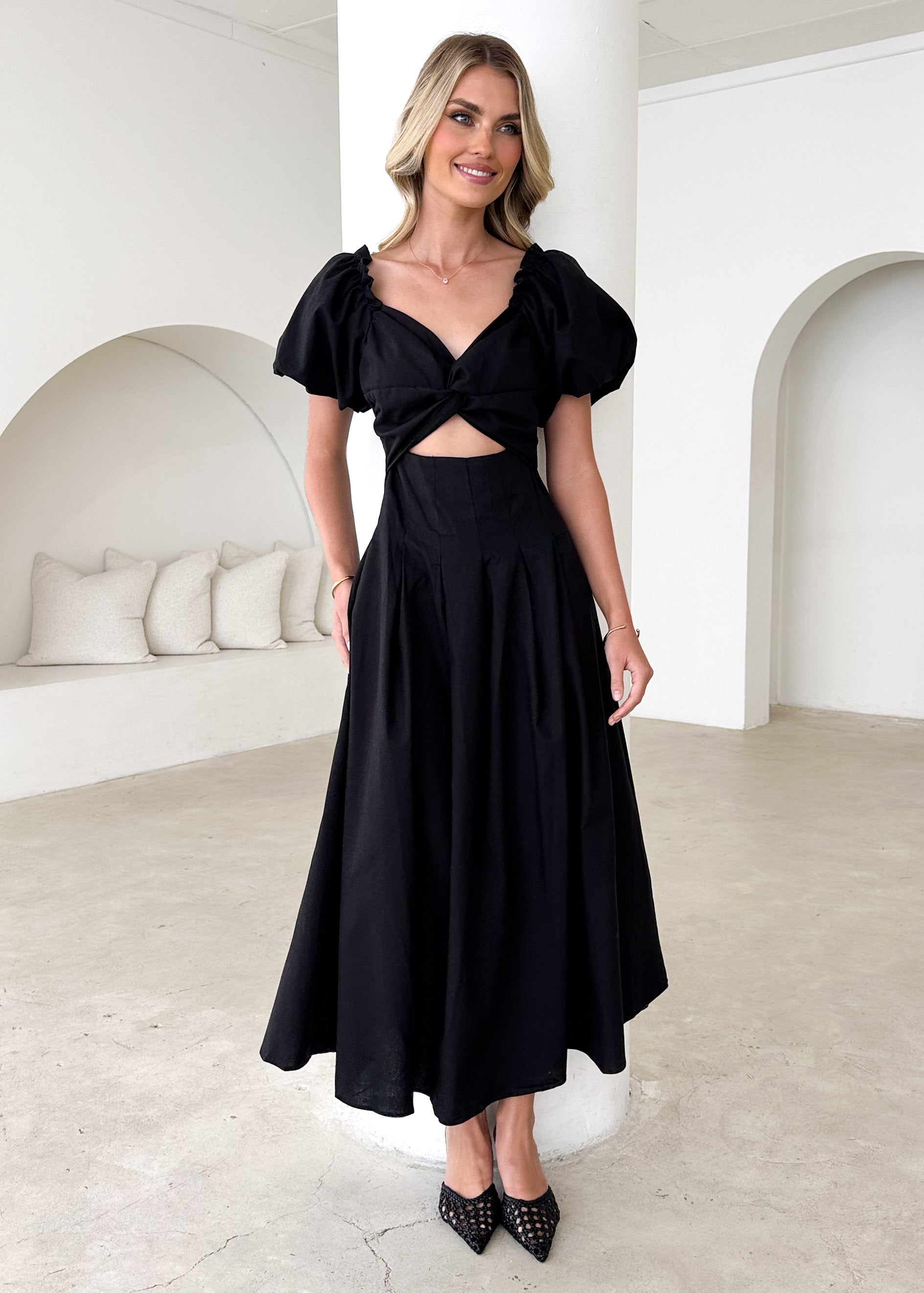 Larttie Off Shoulder Midi Dress - Black  GEMMACHIC