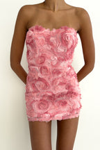 Rosette Mini Dress - Pink  GEMMACHIC