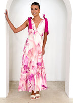 Havannah Tie Midi Dress - Fuchsia Flame  GEMMACHIC