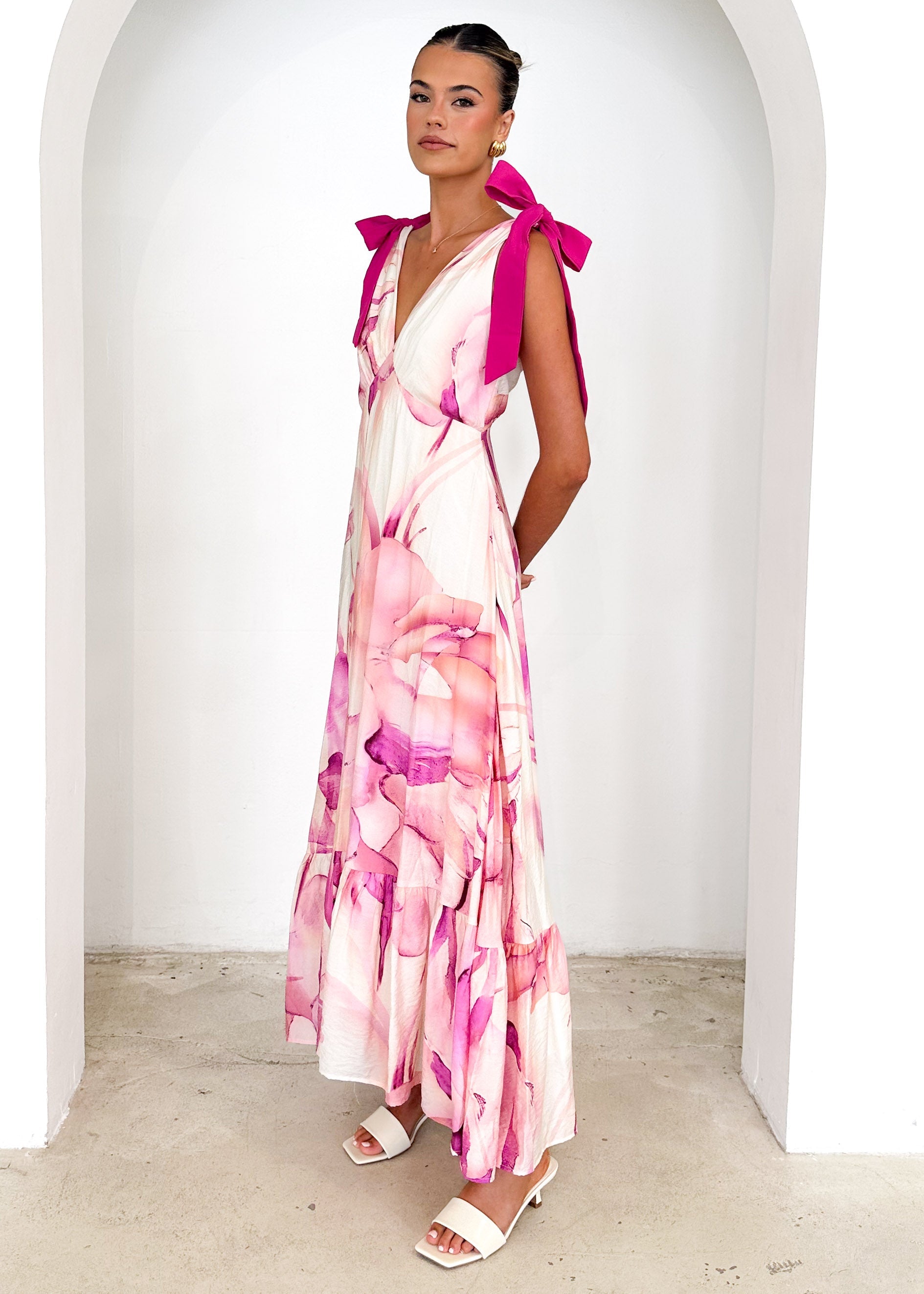 Havannah Tie Midi Dress - Fuchsia Flame  GEMMACHIC