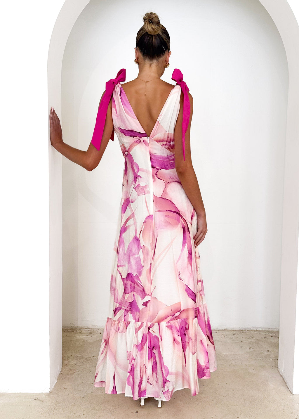 Havannah Tie Midi Dress - Fuchsia Flame  GEMMACHIC