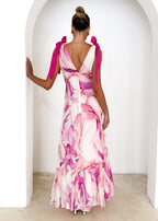 Havannah Tie Midi Dress - Fuchsia Flame  GEMMACHIC