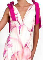 Havannah Tie Midi Dress - Fuchsia Flame  GEMMACHIC