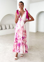 Havannah Tie Midi Dress - Fuchsia Flame  GEMMACHIC