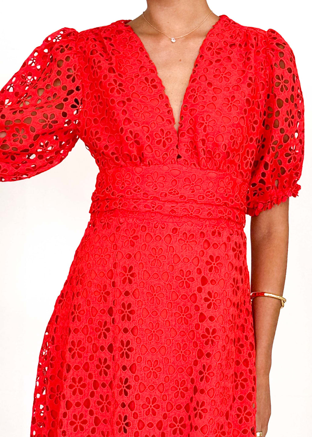 Jahra Lace Midi Dress - Red  GEMMACHIC