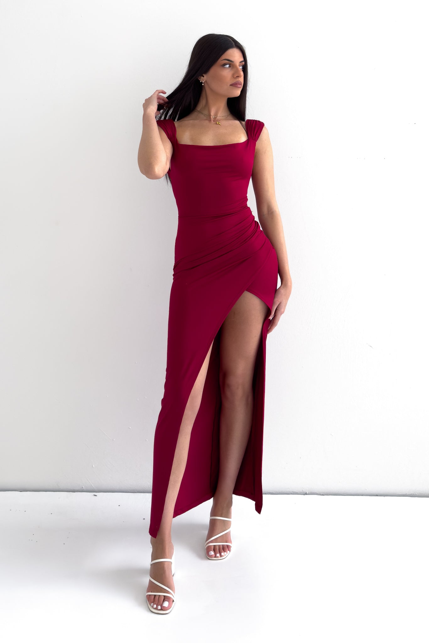 Polly Midi Dress - Wine  GEMMACHIC