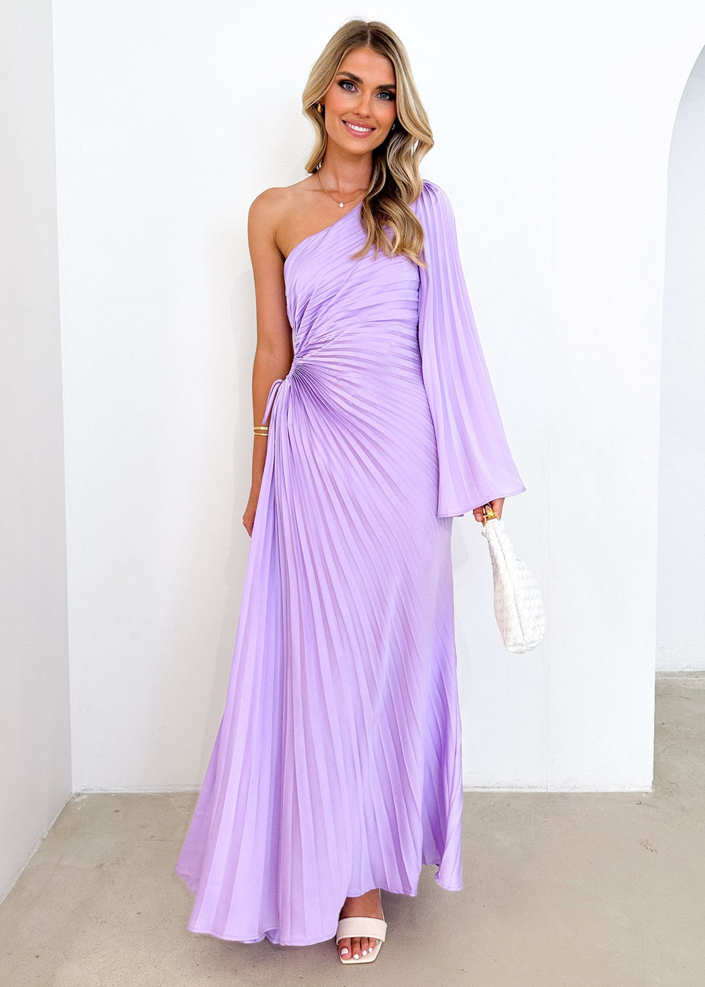 Amore One Shoulder Midi Dress - Lilac  GEMMACHIC