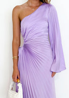 Amore One Shoulder Midi Dress - Lilac  GEMMACHIC
