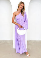 Amore One Shoulder Midi Dress - Lilac  GEMMACHIC