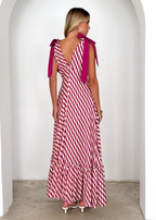 Havannah Tie Midi Dress - Magenta Wave  GEMMACHIC