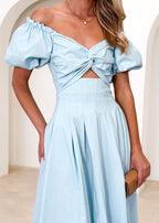 Larttie Off Shoulder Midi Dress - Powder Blue  GEMMACHIC