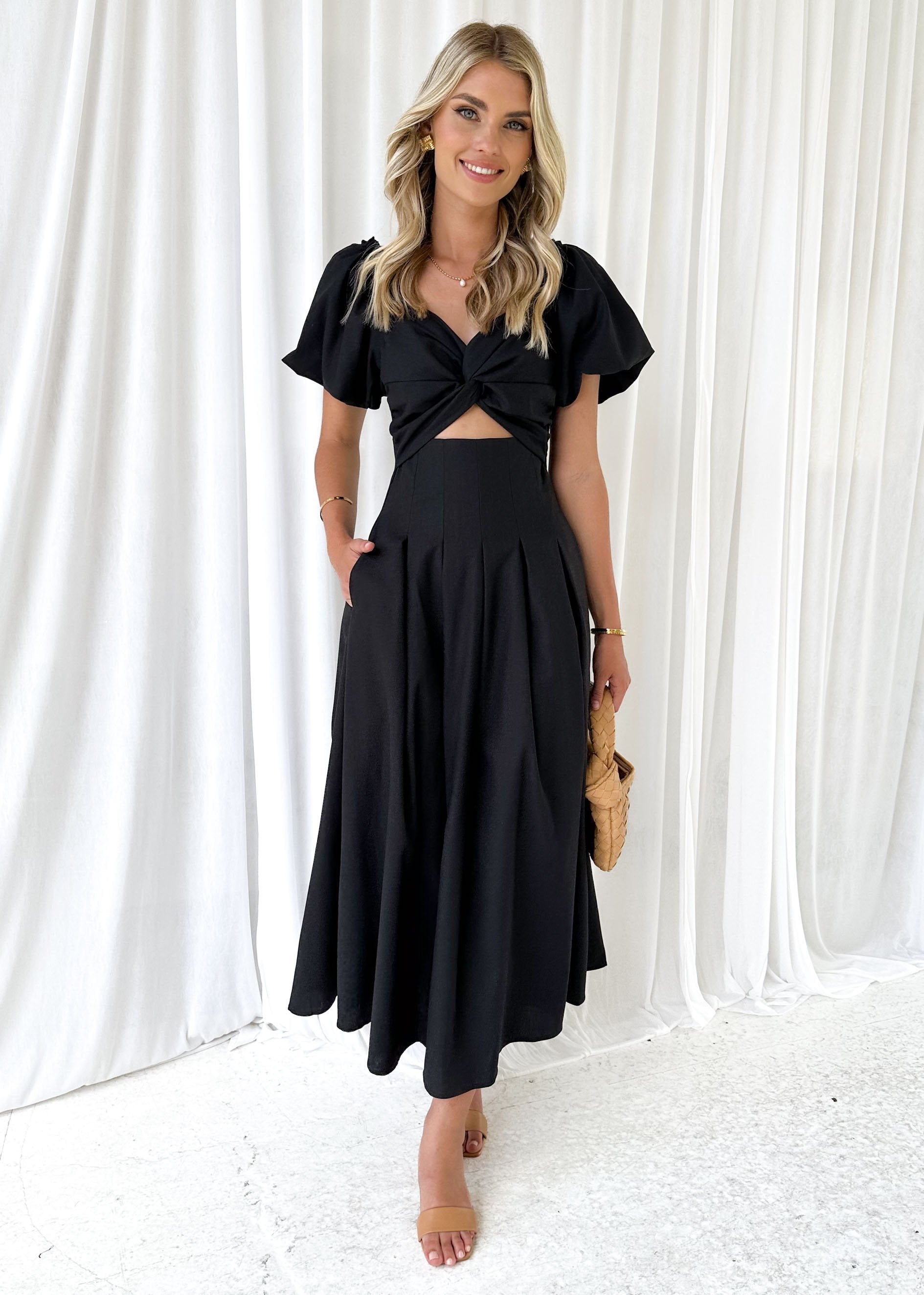 Larttie Off Shoulder Midi Dress - Black  GEMMACHIC