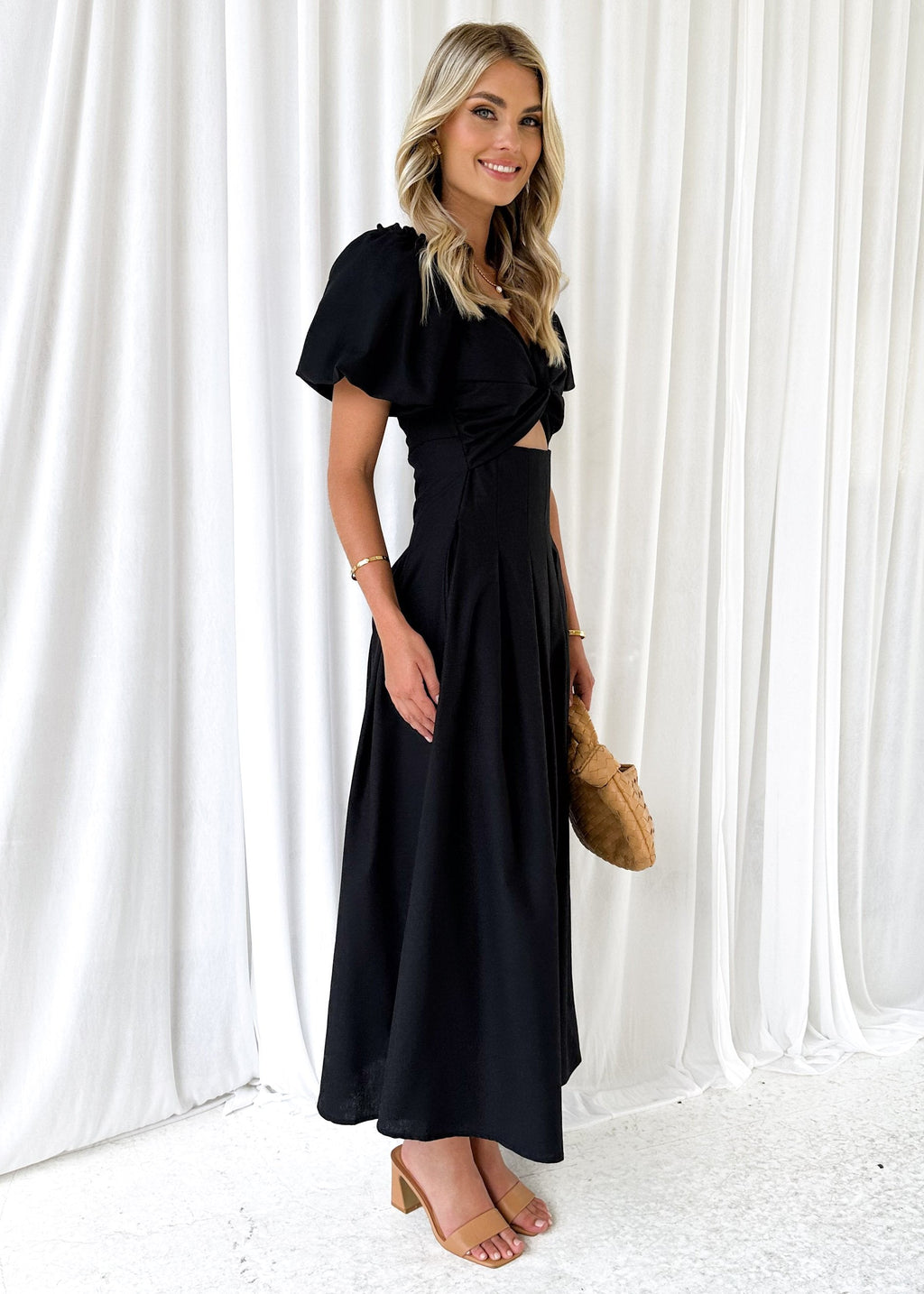 Larttie Off Shoulder Midi Dress - Black  GEMMACHIC