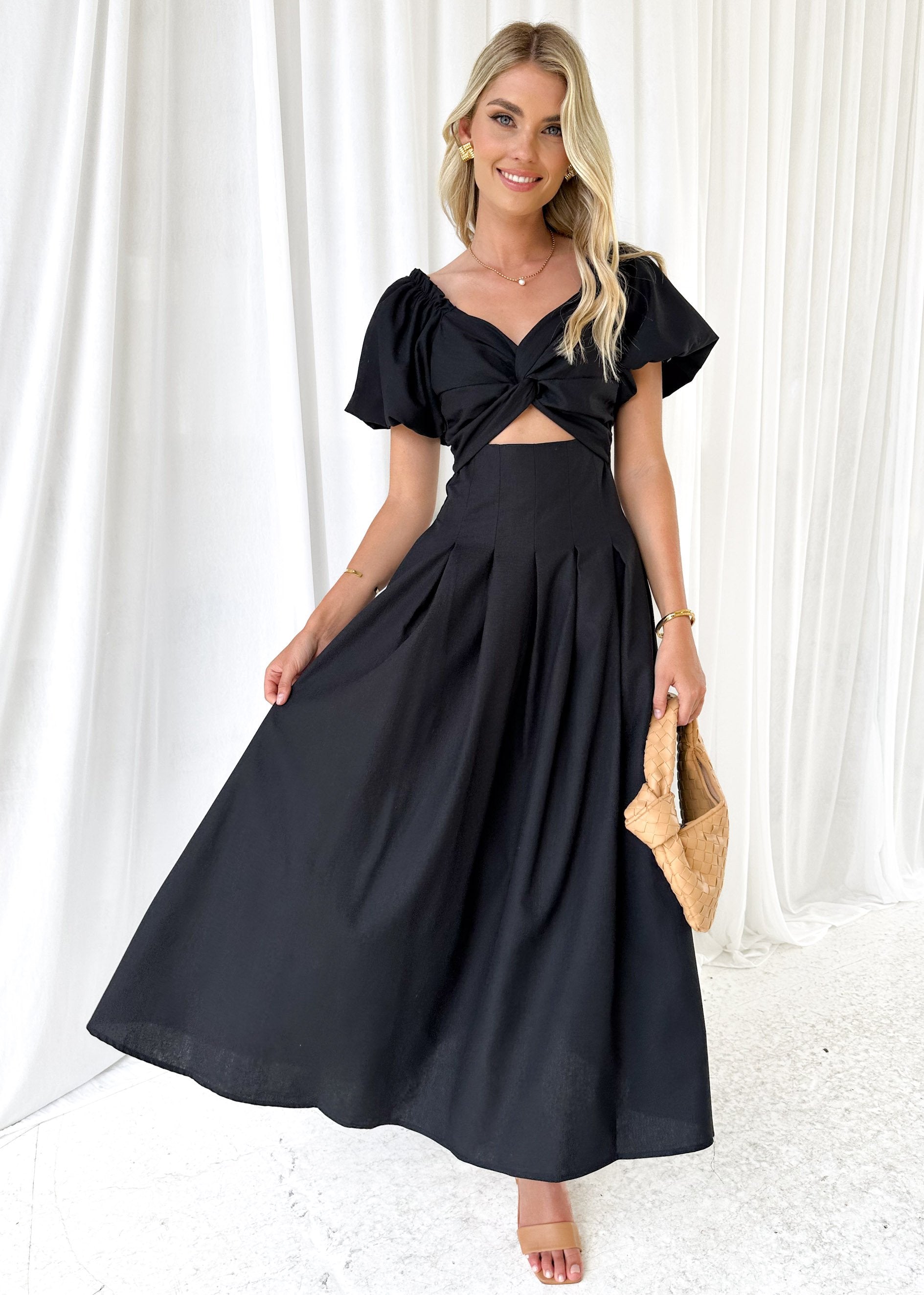 Larttie Off Shoulder Midi Dress - Black  GEMMACHIC