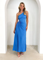 Corinne One Shoulder Midi Dress - Blue  GEMMACHIC