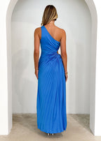 Corinne One Shoulder Midi Dress - Blue  GEMMACHIC