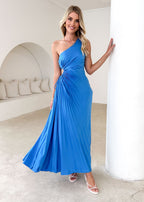 Corinne One Shoulder Midi Dress - Blue  GEMMACHIC
