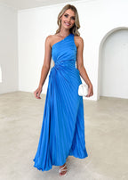 Corinne One Shoulder Midi Dress - Blue  GEMMACHIC