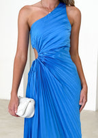 Corinne One Shoulder Midi Dress - Blue  GEMMACHIC
