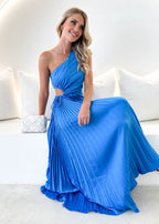 Corinne One Shoulder Midi Dress - Blue  GEMMACHIC
