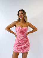 Rosette Mini Dress - Pink  GEMMACHIC