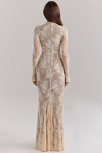 ISOLINE Peach Lace Maxi Dress  Gemma Chic