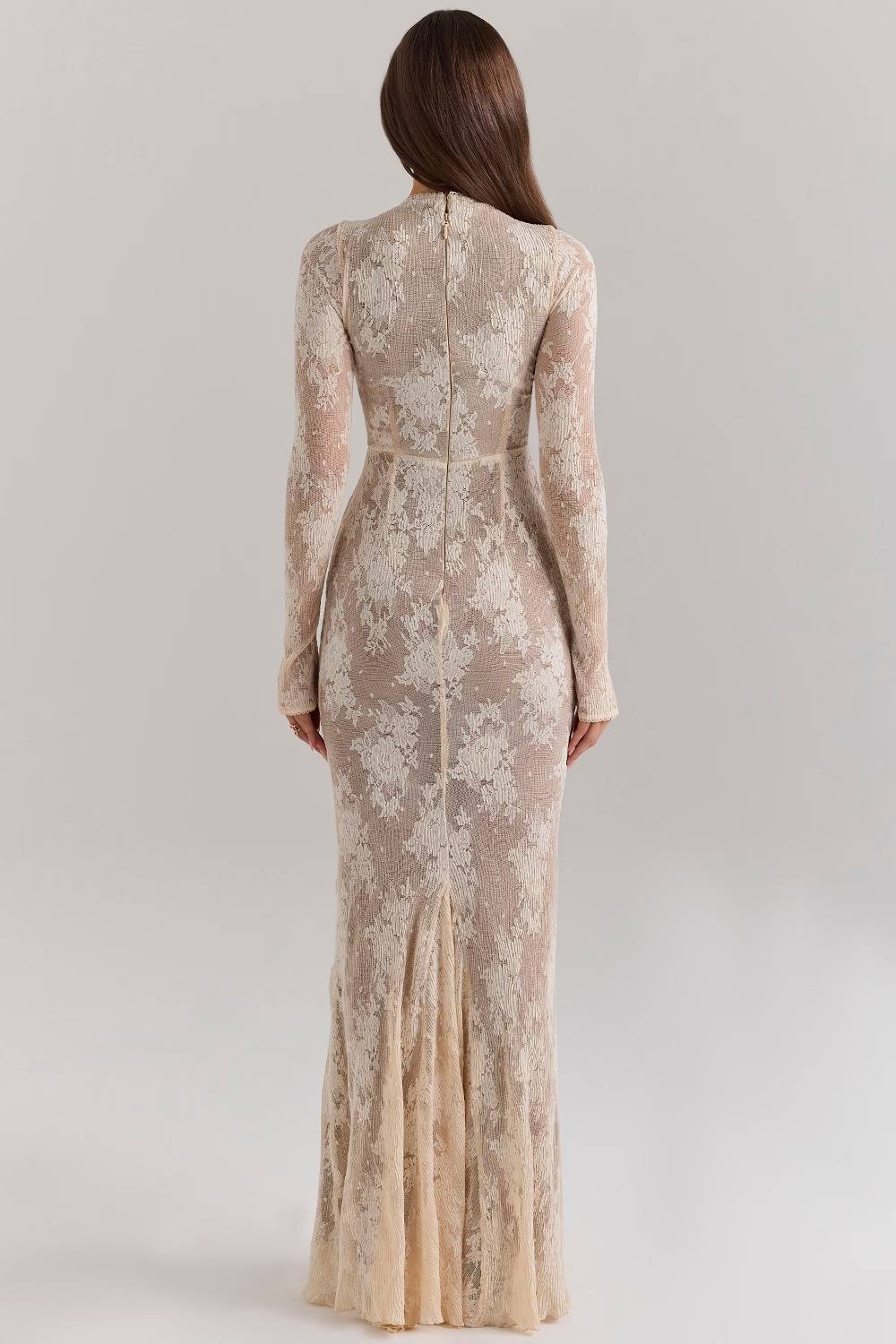 ISOLINE Peach Lace Maxi Dress  Gemma Chic