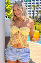 Isabella Yellow Sequin Strapless Top