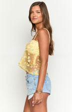 Isabella Yellow Sequin Strapless Top