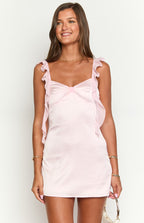 Joyce Pink Satin Mini Dress