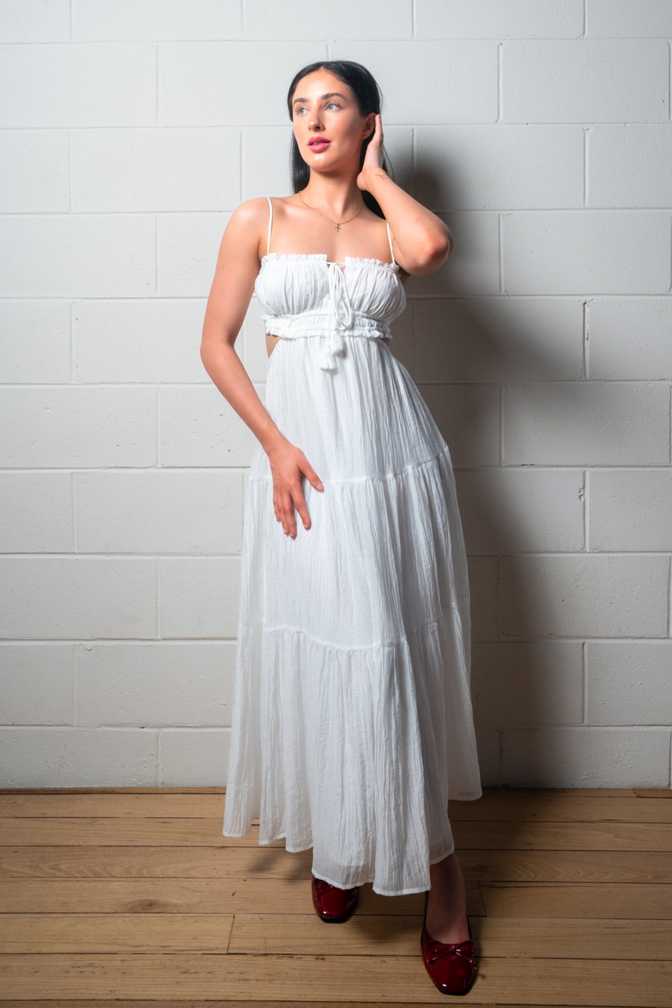 Rochelle Midi Dress - White  GEMMACHIC