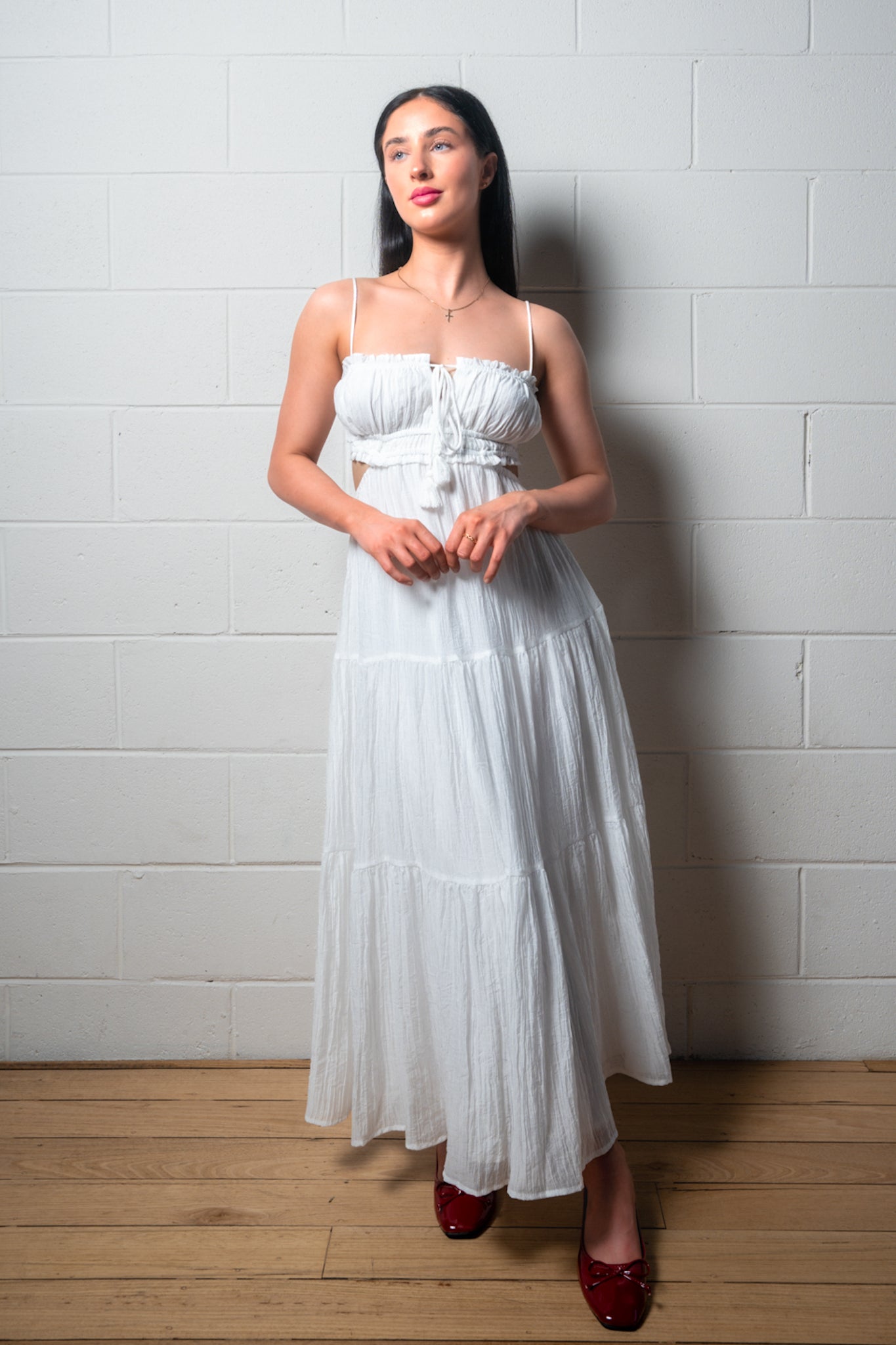 Rochelle Midi Dress - White  GEMMACHIC