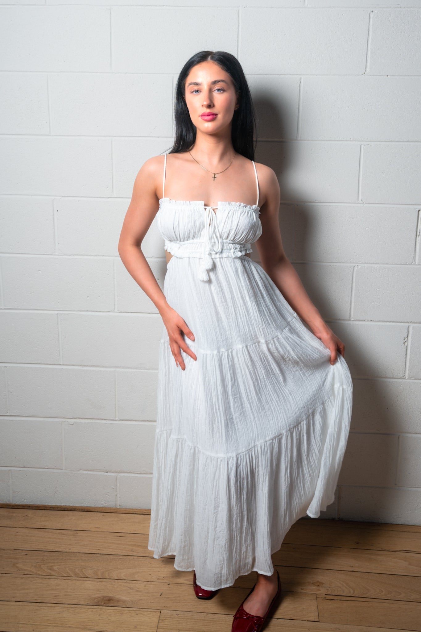 Rochelle Midi Dress - White  GEMMACHIC