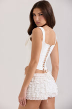 Kikki White Stretch Cotton Corset Top  Gemma Chic