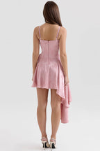 LOLA Pink Jacquard Draped Mini Dress  Gemma Chic