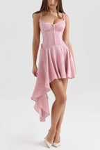 LOLA_Pink_Jacquard_Draped_Mini_Dress_2