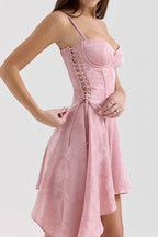 LOLA Pink Jacquard Draped Mini Dress  Gemma Chic