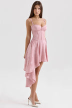 LOLA Pink Jacquard Draped Mini Dress  Gemma Chic