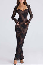 LUCIENNE Black Lace Maxi Dress - Limited Edition  GEMMACHIC
