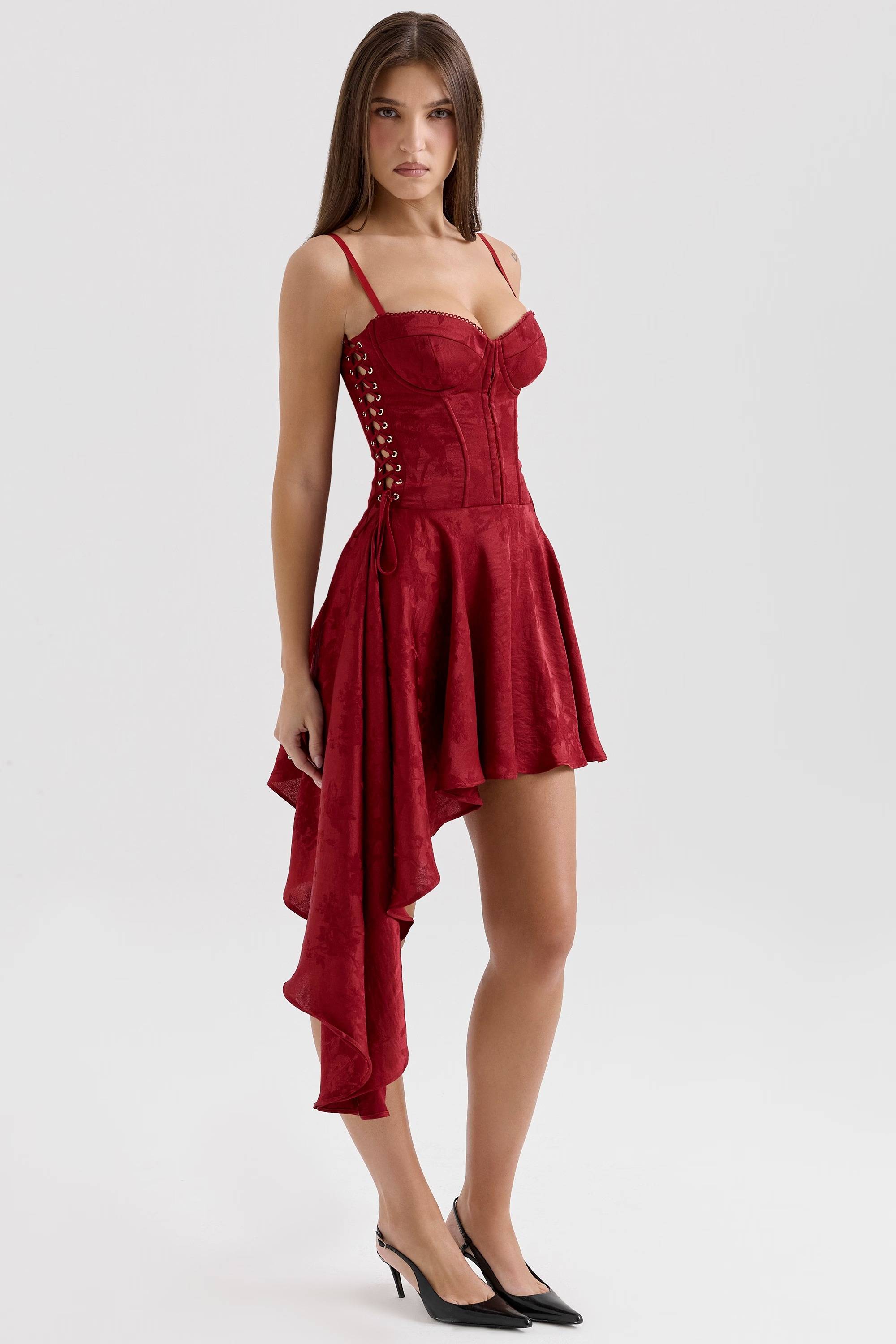 LOLA Pink Jacquard Draped Mini Dress  Gemma Chic