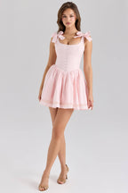 Lyla Pink Stretch Cotton Mini Dress  Gemma Chic