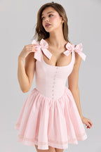 Lyla Pink Stretch Cotton Mini Dress  Gemma Chic