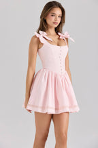 Lyla Pink Stretch Cotton Mini Dress  Gemma Chic