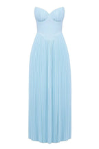 MARCELLA Ocean Blue Pleated Maxi Dress  GEMMACHIC